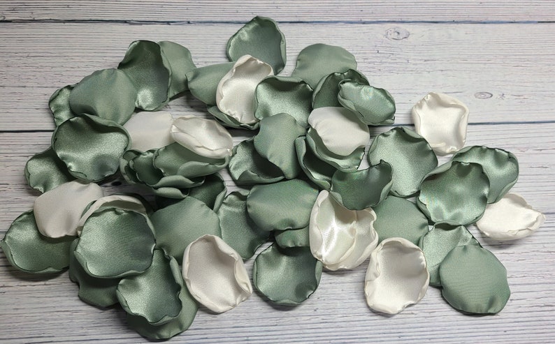 Dusty Sage Wedding Decor, Ivory Rose Petals, Wedding Aisle Decor, Sage Green Boho Flower Girl Petals, Rustic Bridal Shower Decor, We Do image 1