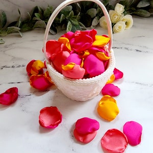 Pétalos de rosa fucsia, decoración caprichosa para bodas en el jardín, pétalos de flores, decoración para el pasillo de la boda, naranja atardecer, baby shower nupcial en rosa peonía imagen 5