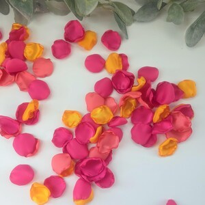 Pétalos de rosa fucsia, decoración caprichosa para bodas en el jardín, pétalos de flores, decoración para el pasillo de la boda, naranja atardecer, baby shower nupcial en rosa peonía imagen 8