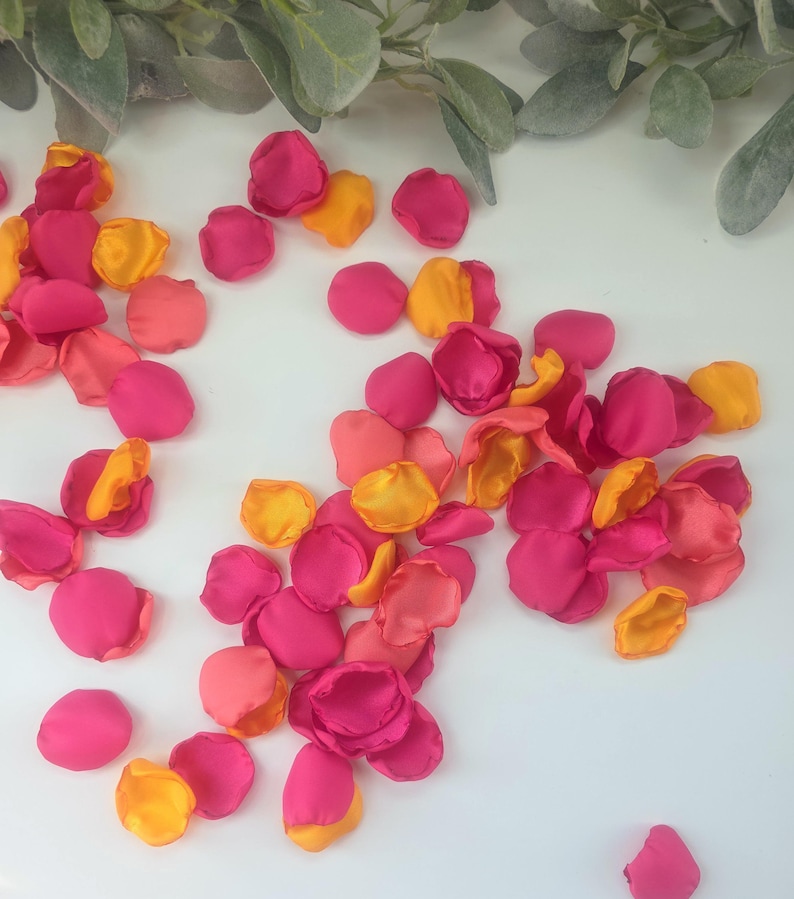 Pétalos de rosa fucsia, decoración caprichosa para bodas en el jardín, pétalos de flores, decoración para el pasillo de la boda, naranja atardecer, baby shower nupcial en rosa peonía imagen 8