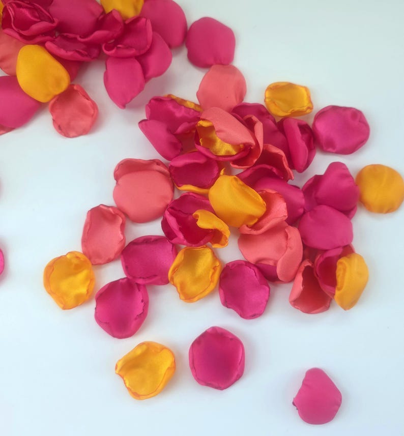 Pétalos de rosa fucsia, decoración caprichosa para bodas en el jardín, pétalos de flores, decoración para el pasillo de la boda, naranja atardecer, baby shower nupcial en rosa peonía imagen 6