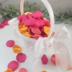 Pétalos de rosa fucsia, decoración caprichosa para bodas en el jardín, pétalos de flores, decoración para el pasillo de la boda, naranja atardecer, baby shower nupcial en rosa peonía imagen 7
