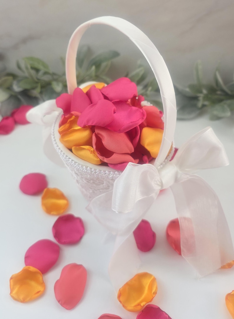 Pétalos de rosa fucsia, decoración caprichosa para bodas en el jardín, pétalos de flores, decoración para el pasillo de la boda, naranja atardecer, baby shower nupcial en rosa peonía imagen 7