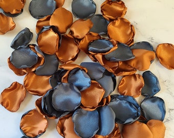 Copper Wedding Decor, Blue Flower Petals, Rose Petals, Fall Wedding Aisle Decor, Tabletop Ceremony Centerpieces, Couples Shower, I Do BBQ