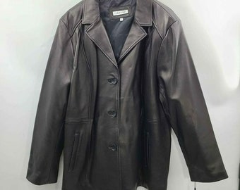 Calvin Klein Men's Size 3X Black 100% Genuine Leather Heavy Jacket Coat Lining Men's Winter Jacket, Motorcycle Bikers Jacket Gift for Him