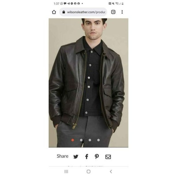 Vtg Tommy Hilfiger Brown Lined 100% Genuine Leather Bomber Biker Jacket Lined Si ZE S Men's Winter Jacket, Motorcycle Bikers Jacket Gift Him