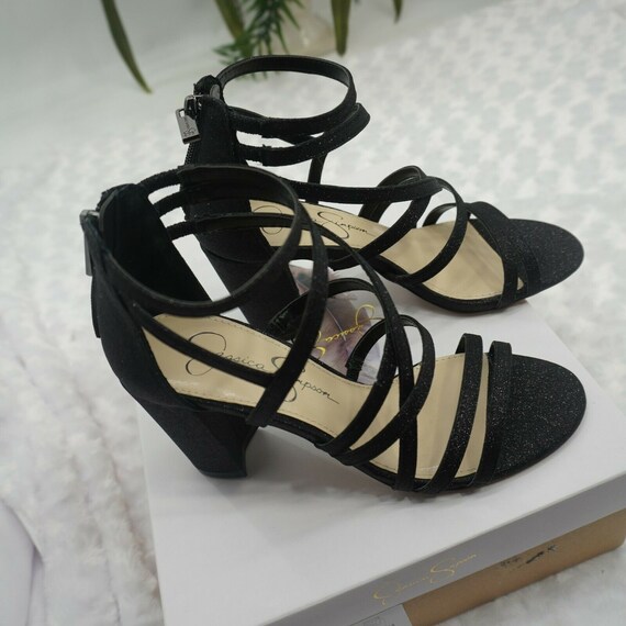 jessica simpson stassey glitter strappy block heel sandals