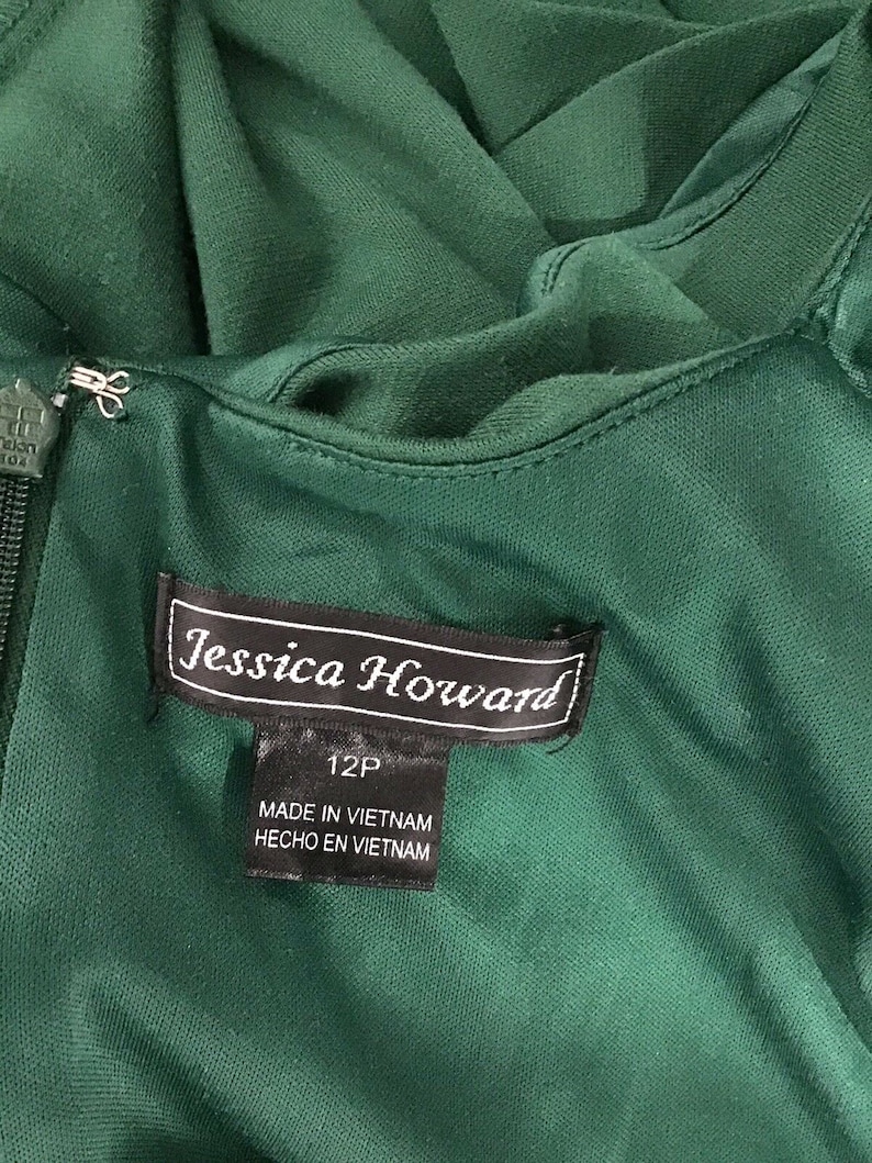 Jessica Howard Fit Flare Thick Knit Stretch 34 Sleeve Dress Green Size 12P