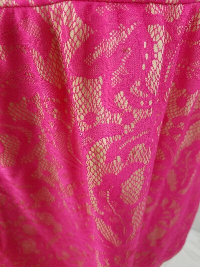 HS HeartSoul Womens Floral Pink Lined Fit Flare Lace Dress Back Zip Size Medium