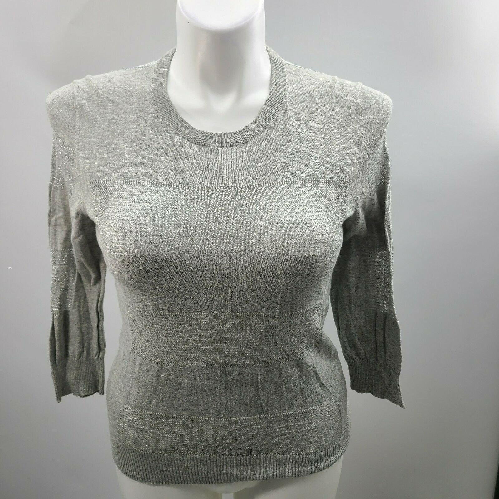 Cremieux Shimmery Silver Semi Sheer Top 