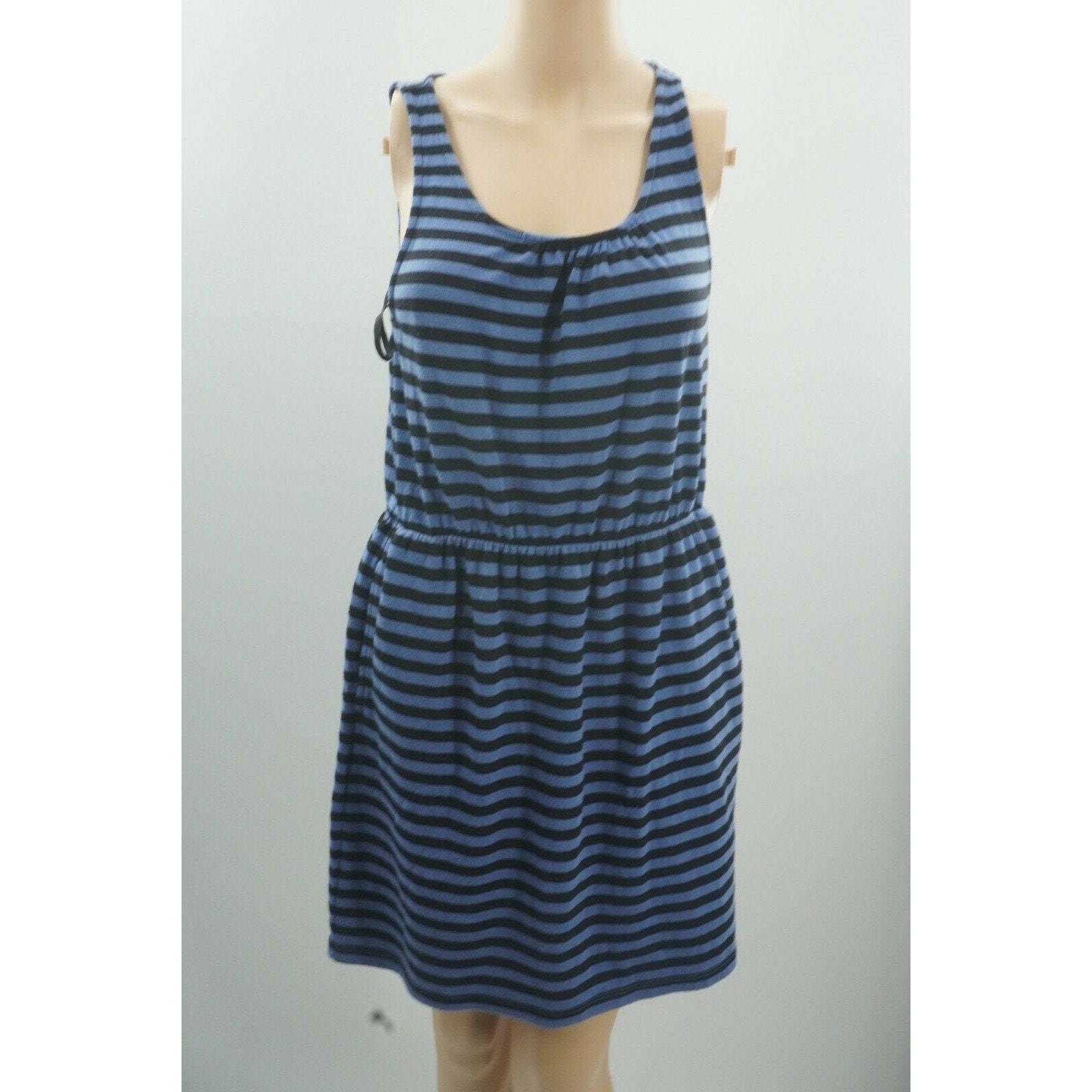 Ann Taylor Loft Sleeveless Blue Black Stripes Elastic Waist Etsy Australia