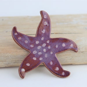 Handmade Pottery Starfish, Ceramic Starfish, Beach Decor, Stoneware Starfish, Sea Star, Handmade Gift Purple