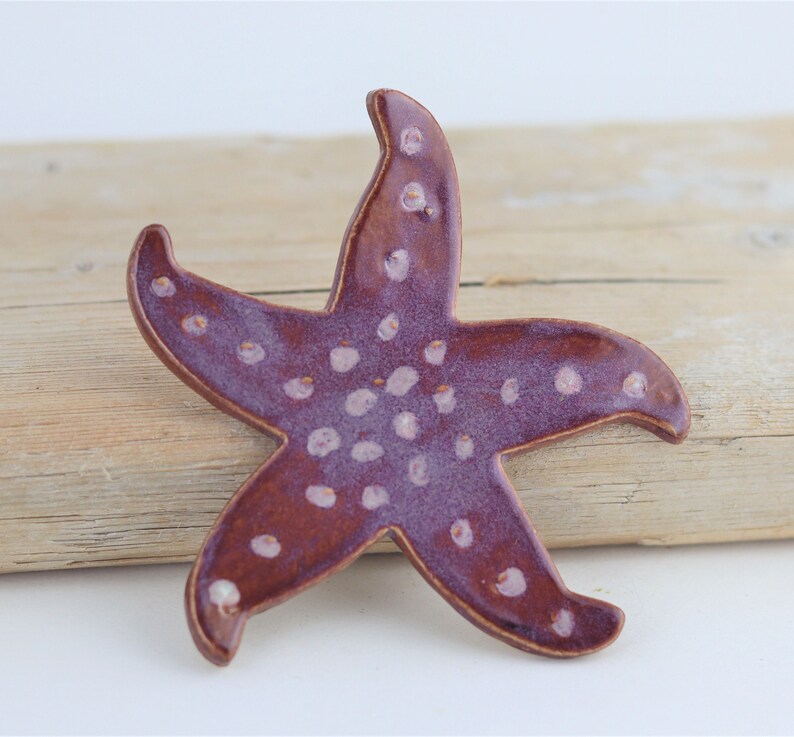 Handmade Pottery Starfish, Ceramic Starfish, Beach Decor, Stoneware Starfish, Sea Star, Handmade Gift Purple