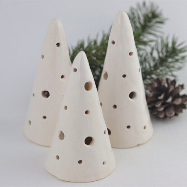 White Ceramic Christmas Tree, Handmade Pottery Christmas Tree, Christmas Tree Table Decor, Winter Holiday Decor, Handmade Home Decor