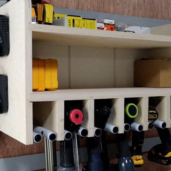 Cordless Drill Tool Storage & Charging Station, Build Plans, Woodworking Plans, Tool Storage and Organization, Drill Docking Station