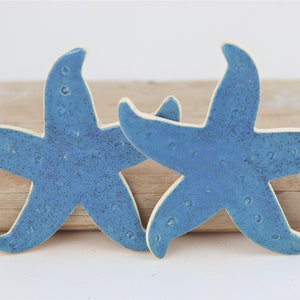 Handmade Pottery Starfish, Ceramic Starfish, Beach Decor, Stoneware Starfish, Sea Star, Handmade Gift Blue