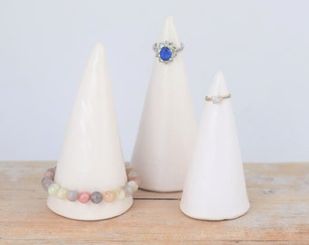 Ceramic ring cone, Wedding ring holder, Ring display, Handmade gift