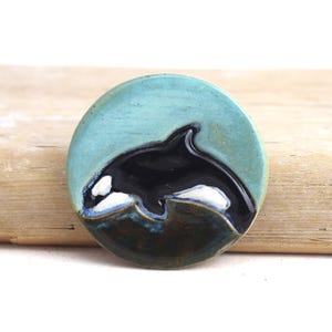 Handmade Ceramic Orca Spoon Rest, Whale Ring Dish