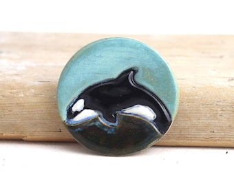 Handmade Ceramic Orca Spoon Rest, Whale Ring Dish