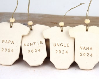Ceramic Baby Ornament, Personalized Christmas Ornament, New Baby Ornament, Gift for Grandma, Grandpa Gift, Aunt Uncle Gift, Handmade Gift