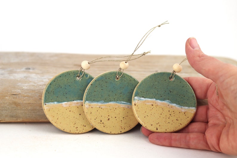 Handmade Ceramic Tree Ornament, Ceramic Christmas Ornaments, Westcoast Ornament, Handmade Home Decor, Handmade Gift, Pottery ornaments sandy beach ornament