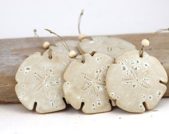 Sand Dollar Ornament, Handmade Ceramic Christmas Ornament, Westcoast Ornament, Handmade Gift, Tree Ornament, Pottery Ornament, Gift for Mom