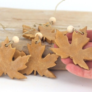 Handmade Ceramic Maple Leaf Ornament: Glazed Clay Christmas Decor
