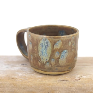 Handmade Ceramic Mug: Blue & Brown Glaze, Wheel-Thrown Pottery