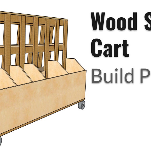 Lumber Storage Cart, Wood Storage Cart Plans, Rolling Wood Cart, Shop Storage and Organization, Digital Download, Workshop Storage, DIY plan
