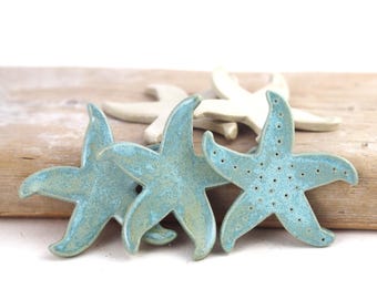 Estrella de mar de cerámica hecha a mano: Decoración costera