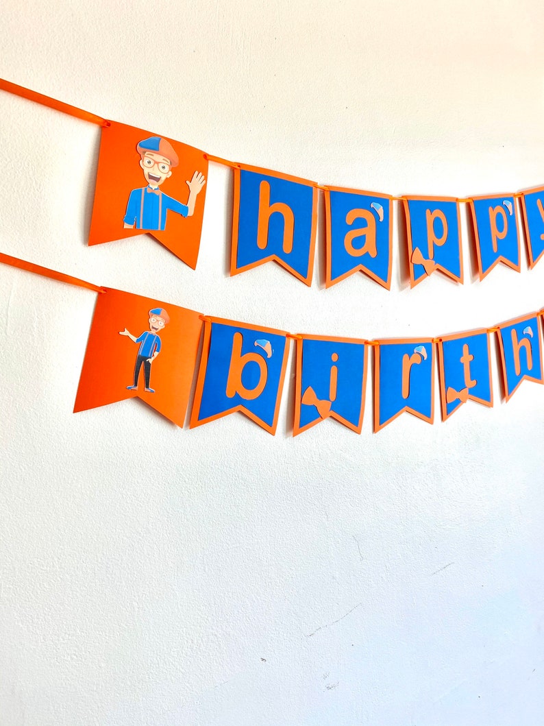 Blippi happy birthday banner blippi birthday decorations | Etsy