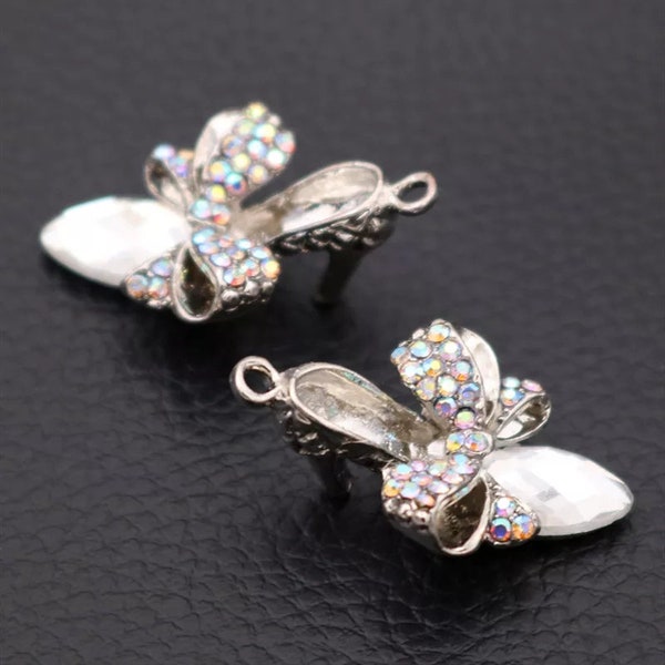 2 pièces charms chaussures strass argent, breloques chaussures femme, pendentifs collier, pendentifs boucles d'oreilles, bijoux accessoires