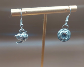 Silver Teapot & Teacup Earrings – Quirky Tea Lover Jewelry