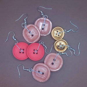 Colorful Button Earrings – Handmade Quirky Jewelry, Vintage-Inspired Earrings, Cute Gift for Her, Fun & Playful Accessory