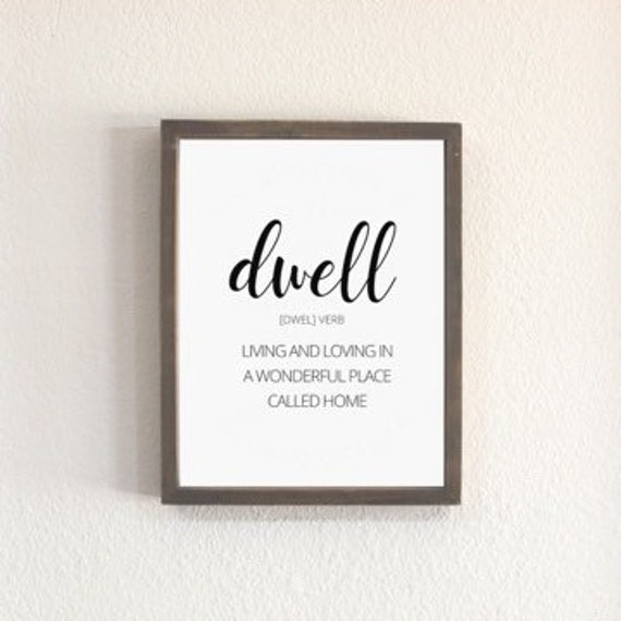 Dwell Definition Print Cozy Wall Prints Modern Farmhouse Etsy