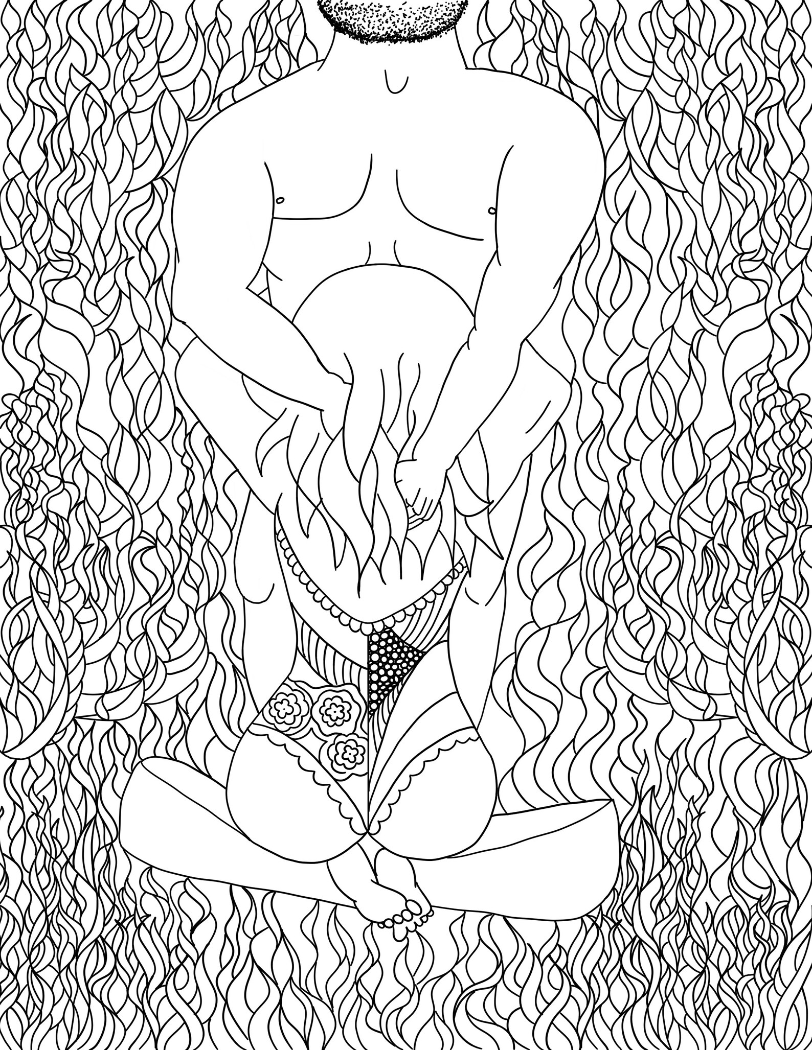 Erotic Page / Adult Coloring Page / Naughty Coloring Page image 0.