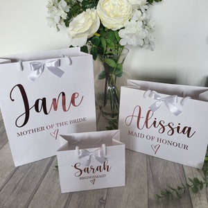 Personalised Gift Bags: White, Black, Wedding, Birthday, Mother's Day, Bridesmaid, Maid of Honour, Valentine's Day, Prom