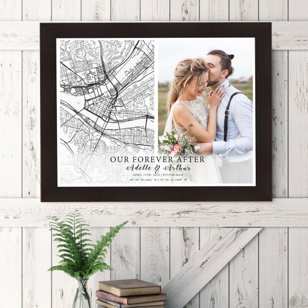 First Anniversary Gift for Him, 1st Anniversary Paper Print, Custom Map Location, Map Location Print, Paper Anniversary for Couple, Wedding