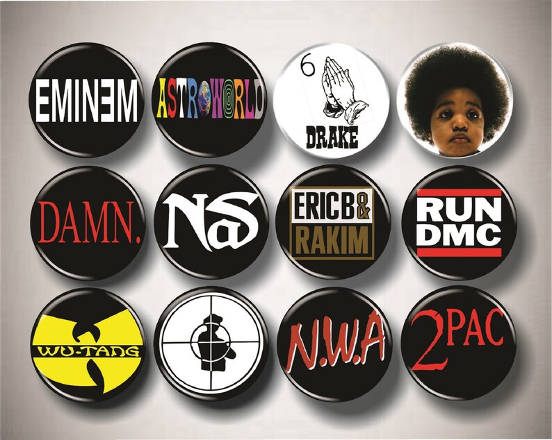 Hip Hop Inspired Buttons Pins 1.25 Set of 12 Pinbacks | Etsy