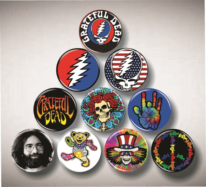 Grateful Dead Inspired Buttons Pins 1.25 Set of 10 Etsy