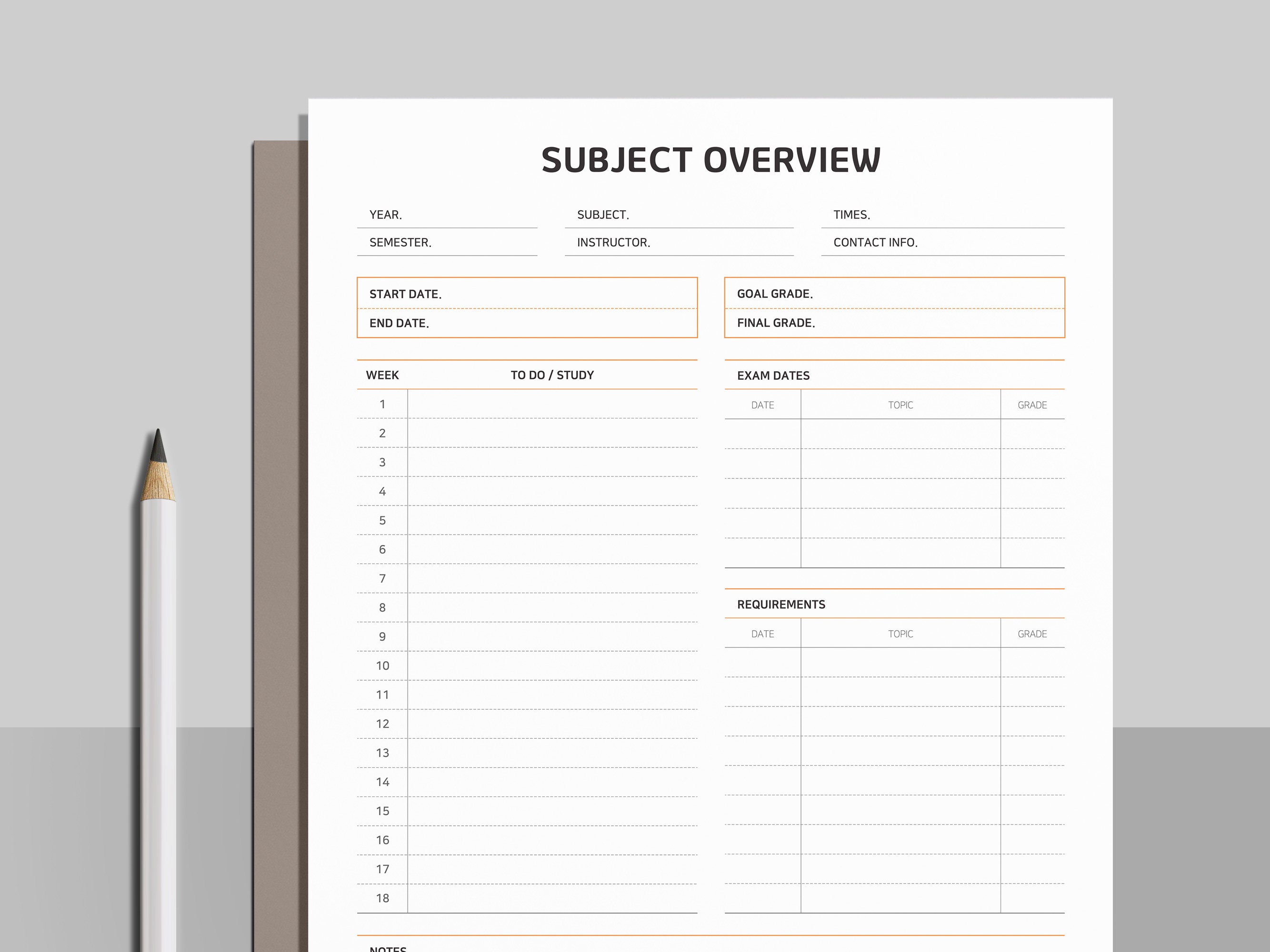 Printable Subject Overview Subject Planning Course Overview Etsy UK