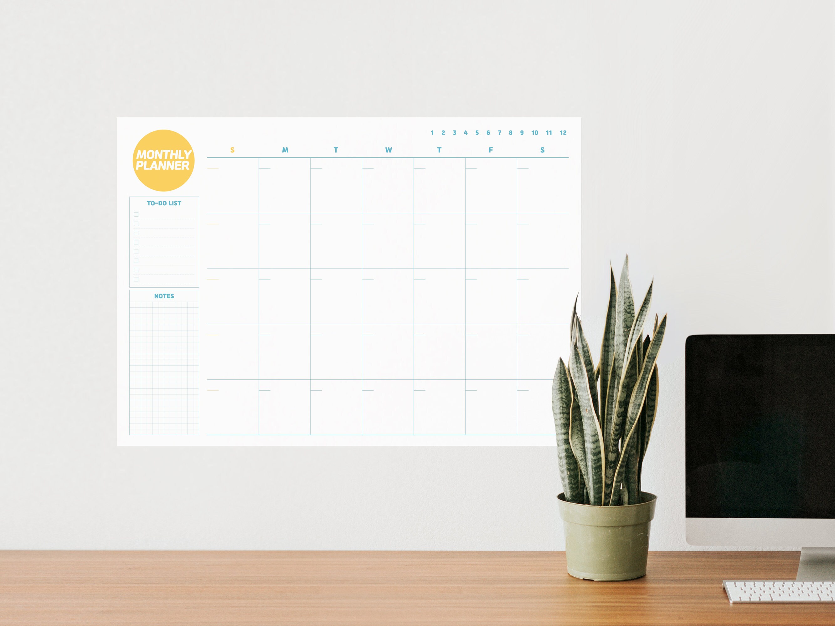 Monthly Planner Printable Large Planner Home Planner Wall - Etsy