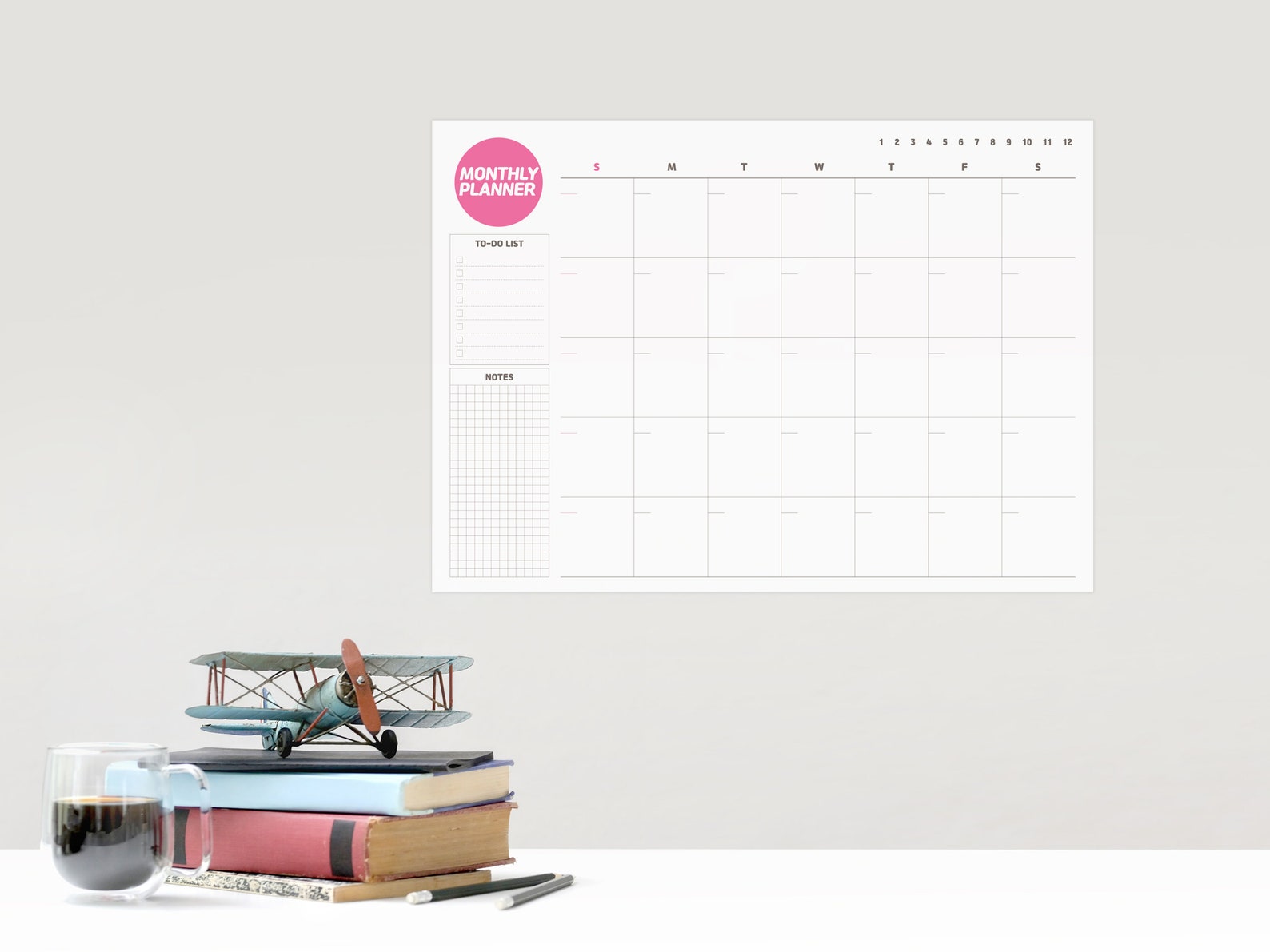 Monthly Planner Printable Large Planner Home Planner Desk Etsy