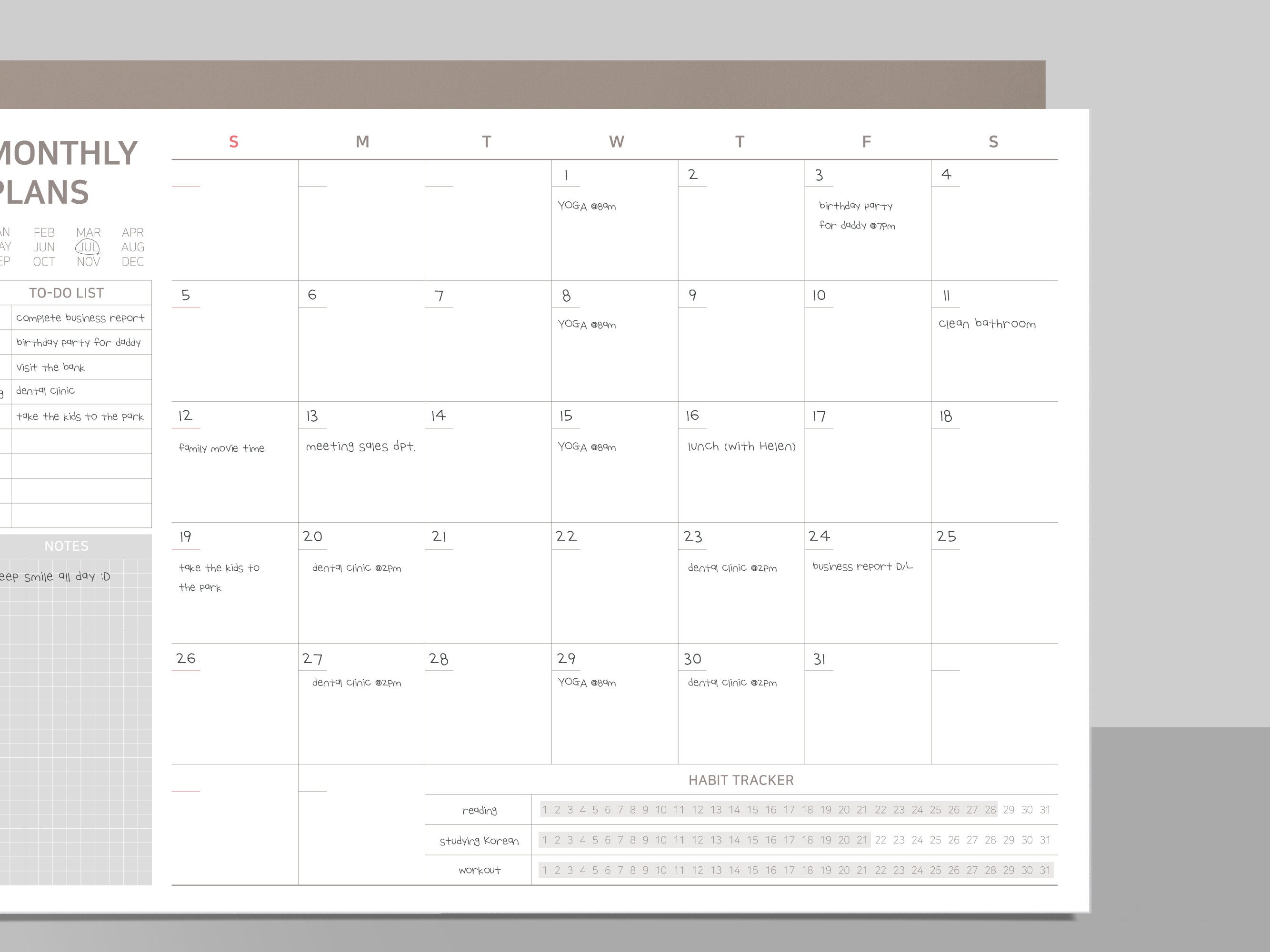 Printable Horizontal Planner Page Horizontal Planner Etsy