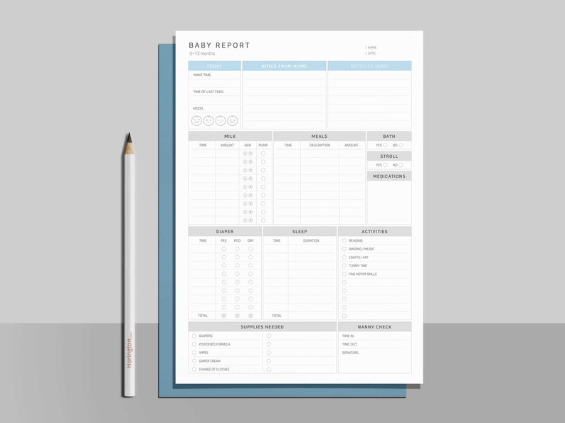 Daily Baby Report Sheet Printable Infant Report Baby Care - Etsy