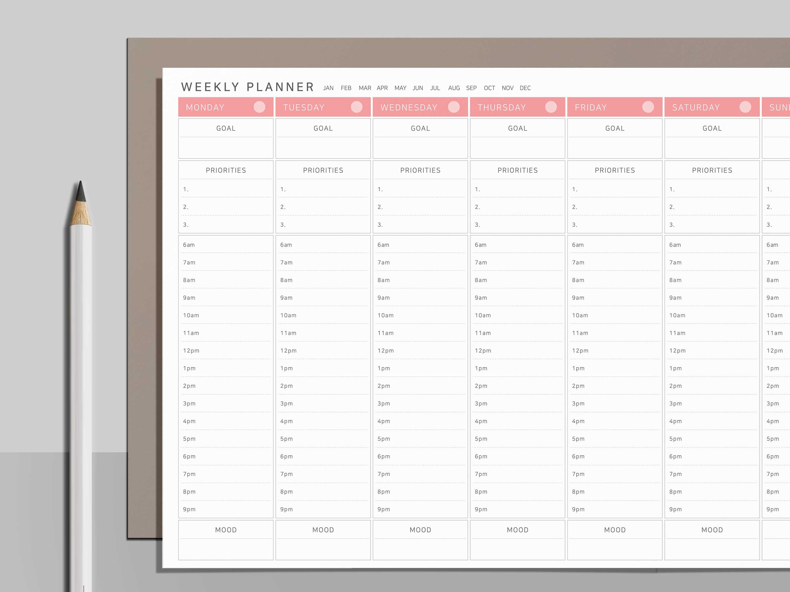weekly hourly planner weekly planner printable weekly etsy singapore