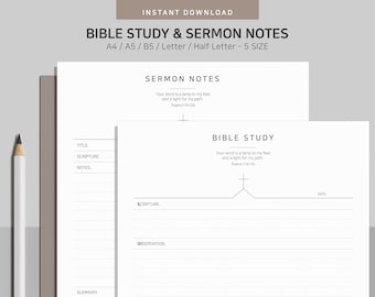 Bible Journal Printable, Bible Study Journal Kit Printable, Bible Journaling, Bible Study Note, Sermon Note, Christian Journal, SOAP Journal