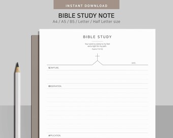 Bible Study Journal Printable, Bible Study Planner, SOAP Bible Study, Bible Notes, Christian Faith Planner, Bible Study Note Printable PDF