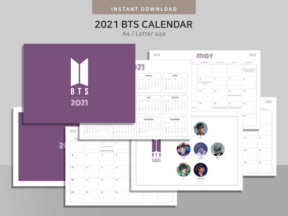 Bts Dynamite 21 Calendar Printable Bts Calendar Etsy