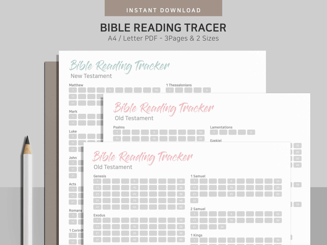 Bible Reading Tracker Printable Daily Scripture Tracker 365 Etsy